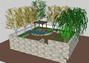 现代风格小花园景观设计SU(草图大师)模型