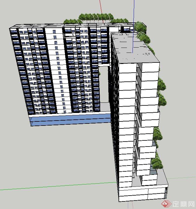 现代某高层绿色办公建筑设计SU模型(3)