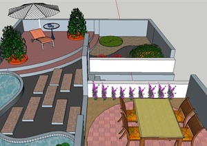 某住宅屋顶花园景观规划设计SU(草图大师)模型