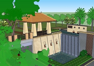某住宅区两层庭院景观规划设计SU(草图大师)模型