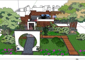 庭院别墅庭院景观 规划设计SU(草图大师)模型