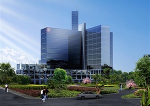 现代风格办公商务中心建筑设计效果图