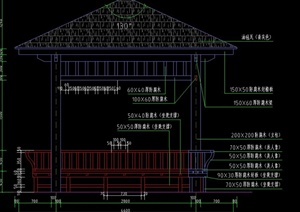 园林景观简易四角亭设计CAD施工图