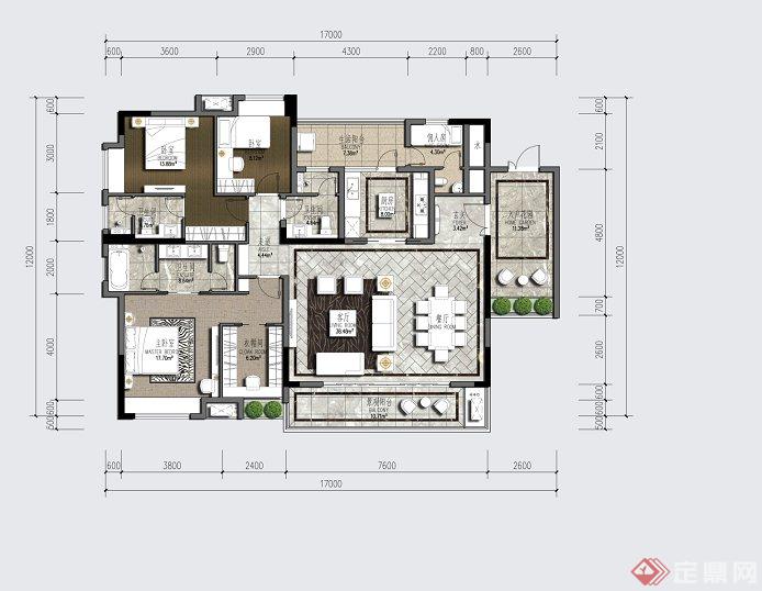 某四室两厅别墅住宅空间设计PSD图(1)