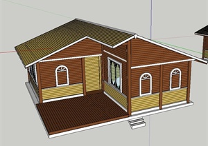 某单层防腐木制房子建筑设SU(草图大师)模型