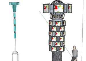 现代两款指示牌设计SU(草图大师)模型