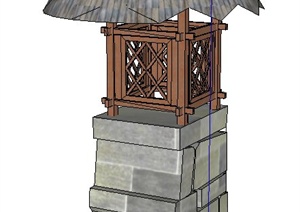 园林景观节点鸡枞式庭院灯设计SU(草图大师)模型