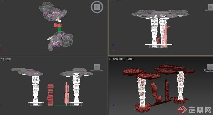 园林景观蘑菇小品设计3DMAX模型(2)