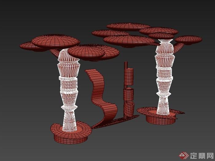 园林景观蘑菇小品设计3DMAX模型(1)