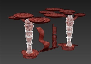 园林景观蘑菇小品设计3DMAX模型