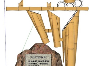 园林景观竹子标志牌SU(草图大师)模型