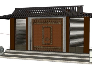 中式风格古建筑大门设计SU(草图大师)模型