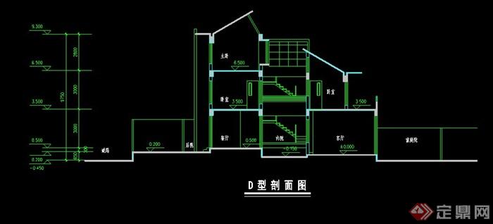 某小区联排别墅建筑设计cad方案图(2)