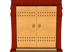 古典中式建筑门设计SU(草图大师)模型