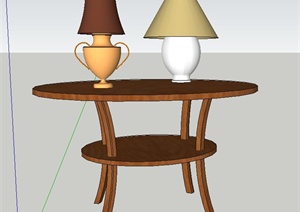 三张室内木质桌子设计SU(草图大师)模型