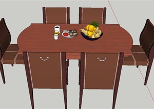 简欧风格室内六人餐桌椅设计SU(草图大师)模型