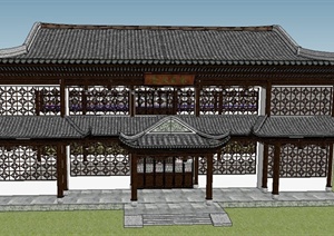 古典中式文化建筑设计SU(草图大师)模型