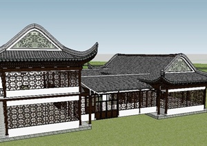 古典中式四合院居住建筑设计SU(草图大师)模型