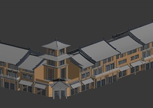 古典中式两层联排商住房建筑设计3DMAX模型