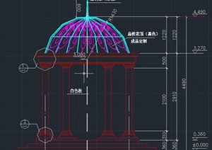 铁艺圆形亭设计CAD施工图