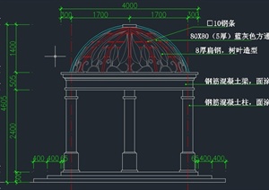 三角欧式园亭设计CAD施工图