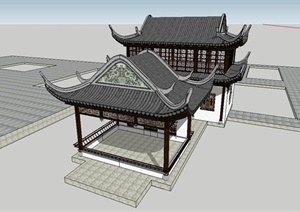 古典中式住宅建筑SU(草图大师)模型