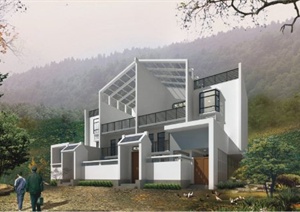 现代中式两层住宅建筑设计JPG方案图