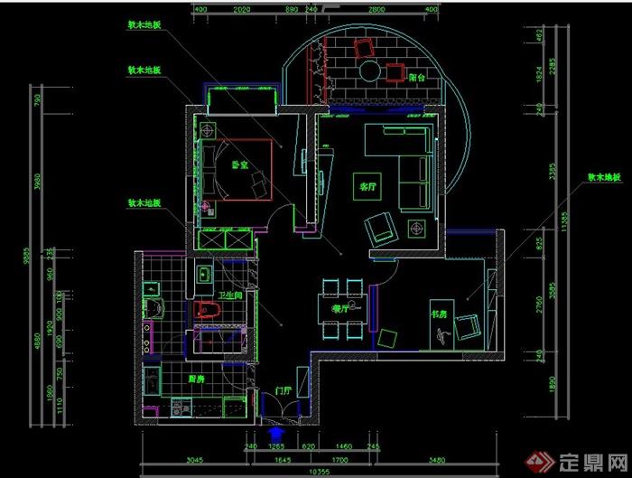 某清新两居室室内设计施工图(1)