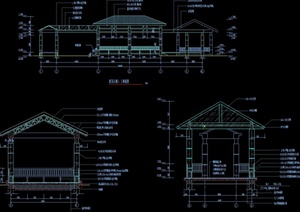 园林景观节点古典中式水榭长廊设计CAD详图