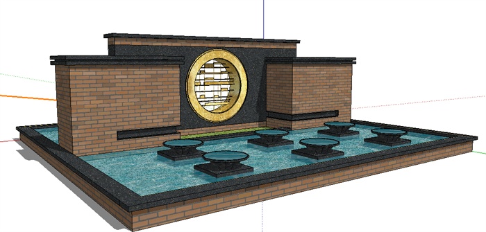 中式园林建筑组件——景墙照壁su精致设计模型(2)
