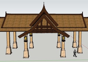 东南亚风情景观门廊设计SU(草图大师)模型