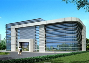 现代某高层新华书店办公楼建筑设计CAD方案图与JPG效果图