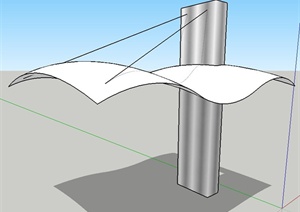 现代膜结构单脚廊架设计SU(草图大师)模型