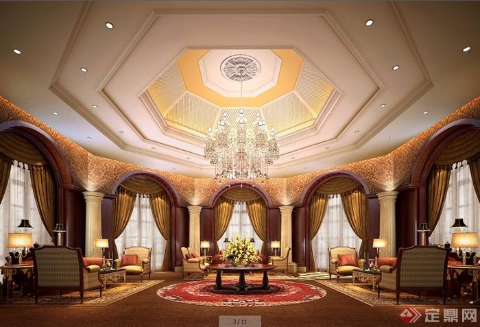11张古典欧式会所酒店室内设计效果图(3)