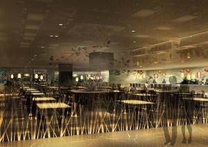 现代简约西餐厅室内设计效果图