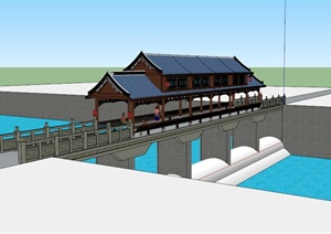 古典中式廊桥设计SU(草图大师)模型