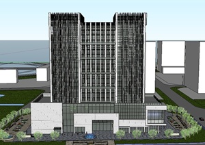 现代某高层城市综合体办公建筑设计SU(草图大师)模型