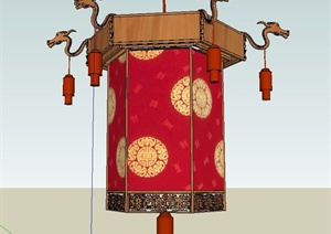 古典中式红色灯笼设计SU(草图大师)模型