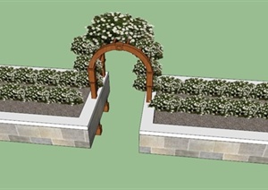 现代种植池及拱形花架门SU(草图大师)模型