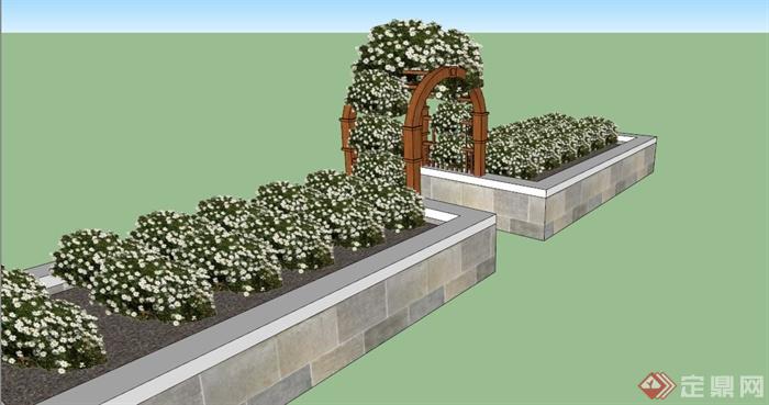 现代种植池及拱形花架门su模型(2)