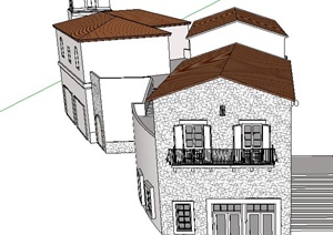简单的欧式住宅建筑设计SU(草图大师)模型