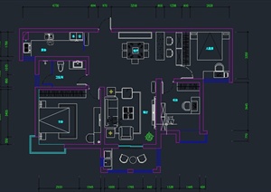 某美式三室一厅住宅空间装修设计CAD方案图与家具制作设计3DMAX模型