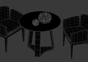 室内两人休闲桌椅设计3DMAX模型