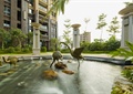 丹顶鹤雕塑,景观柱,路灯,喷泉水池