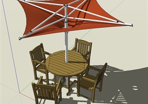 现代室外休闲桌椅设计SU(草图大师)模型