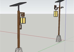 两盏中式路灯设计SU(草图大师)模型