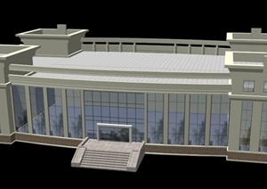 现代多层图书馆艺术中心建筑设计SU(草图大师)模型