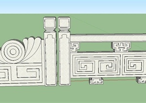 古典中式汉白玉栏杆设计SU(草图大师)模型