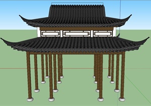 古典中式双檐景观亭设计SU(草图大师)模型