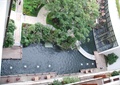 景观水池,喷泉水池,木平台,乔木